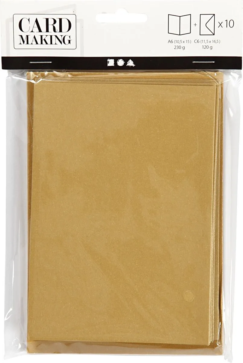 Creativ Company Kaarten & Enveloppen Parelmoer 10,5x15cm - Goud - 10 Stuks