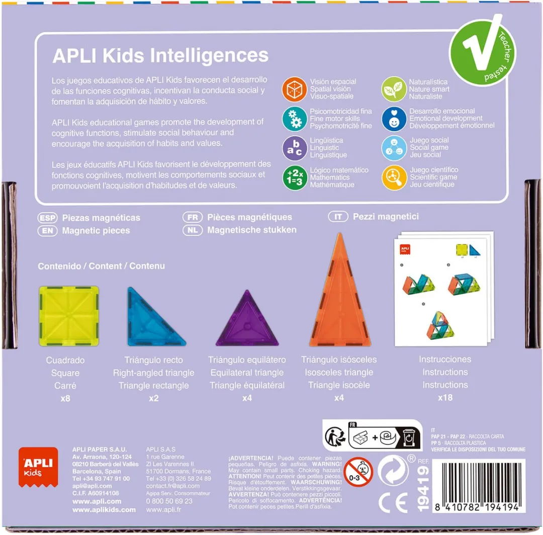 Apli Kids Magnetische Bouwblokken 18 Stuks - Transparant