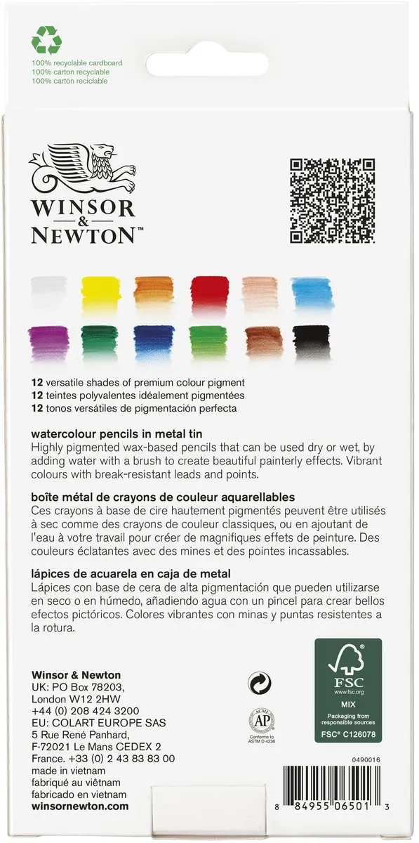 Winsor & Newton Studio Collection Aquarelpotloden 12 Stuks