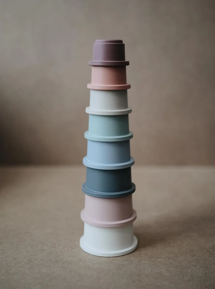 Mushie Stapeltoren - 8 Stuks - Pastel tinten
