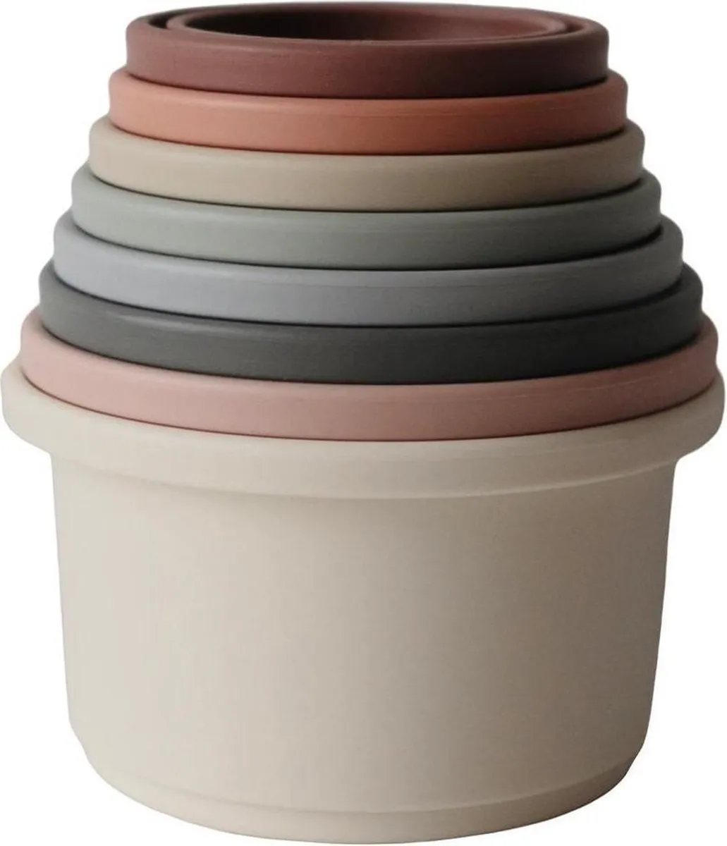 Mushie Stapeltoren - 8 Stuks - Pastel tinten