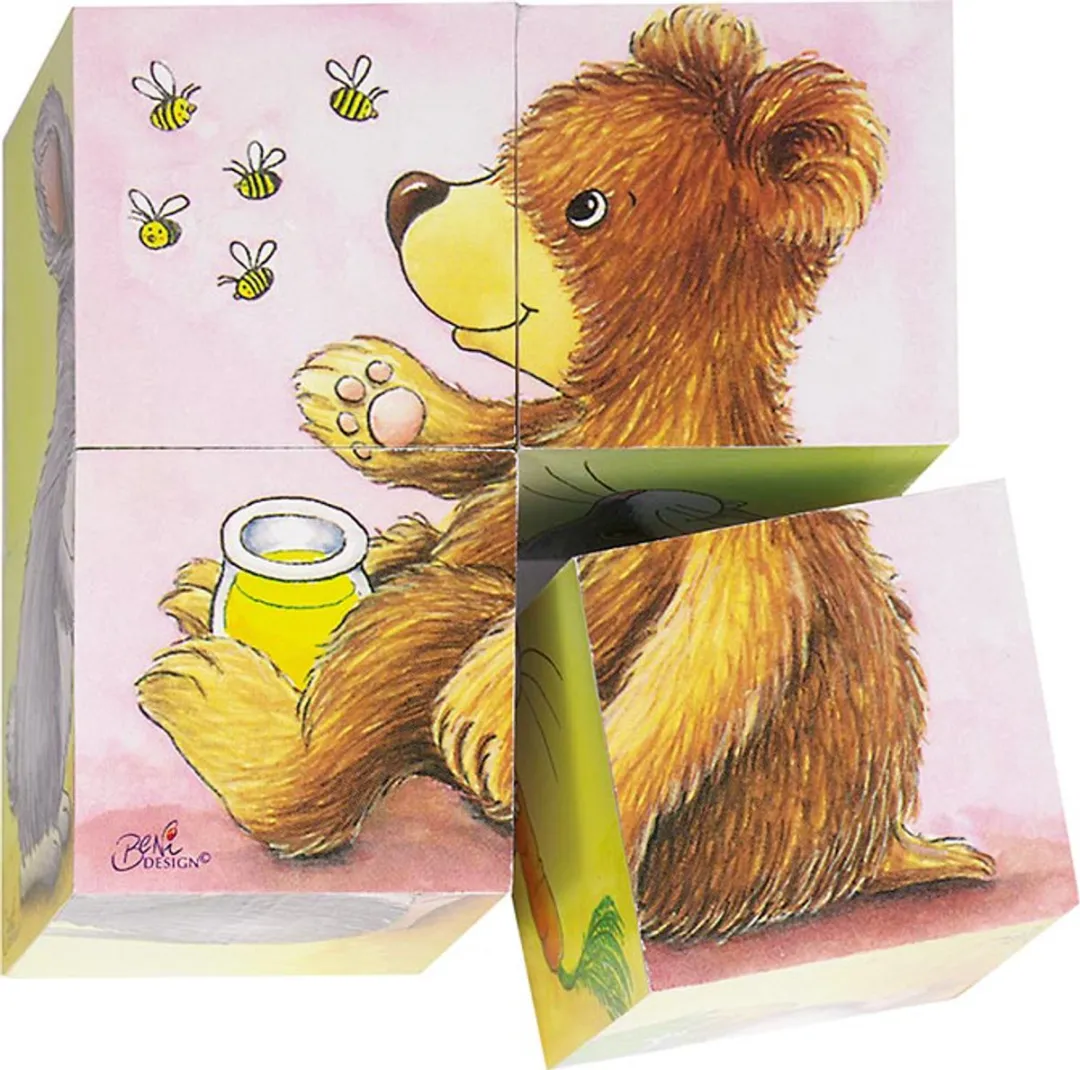 Goki Baby Animals Kubuspuzzel 4-delig - Veelkleurig