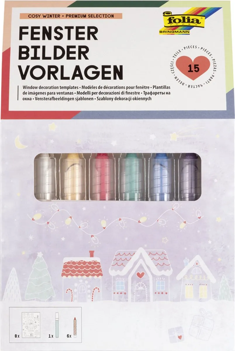 Folia Venster Sjablonen Set - 7 Markers Cozy Winter