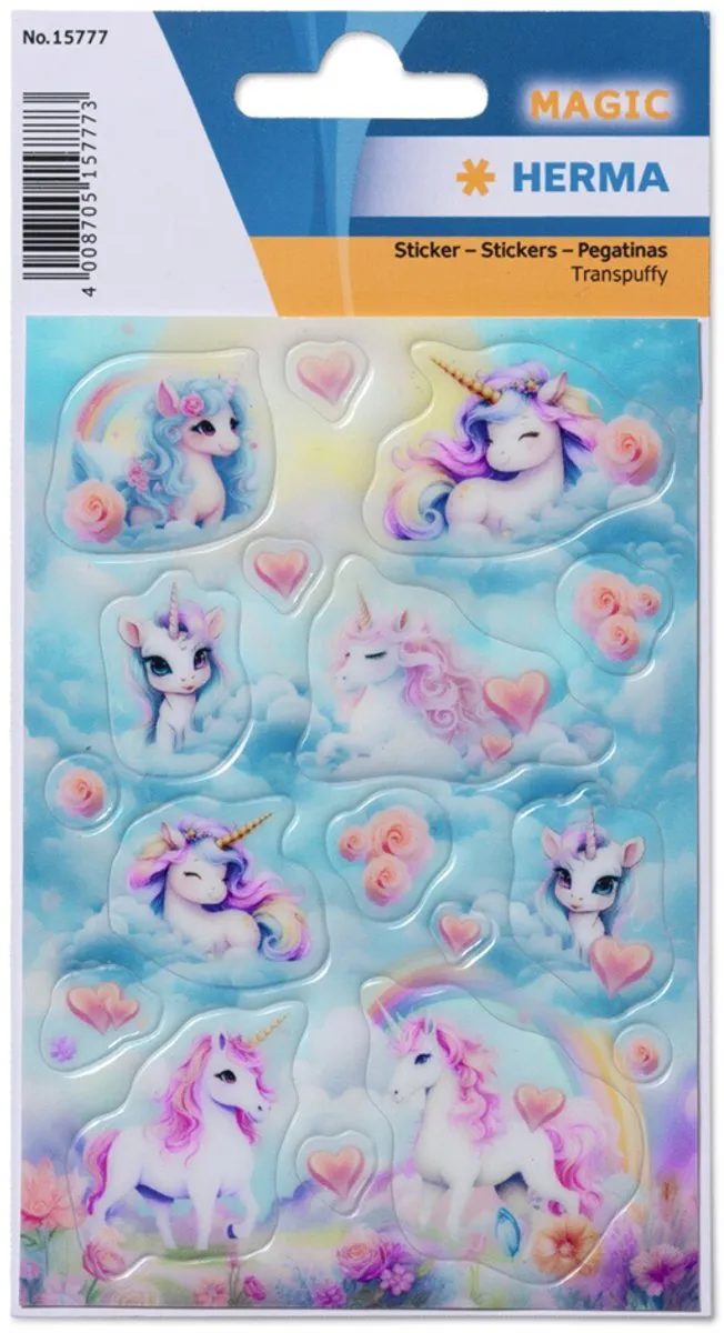 Herma Magic Happy Unicorns Transpuffy Stickers