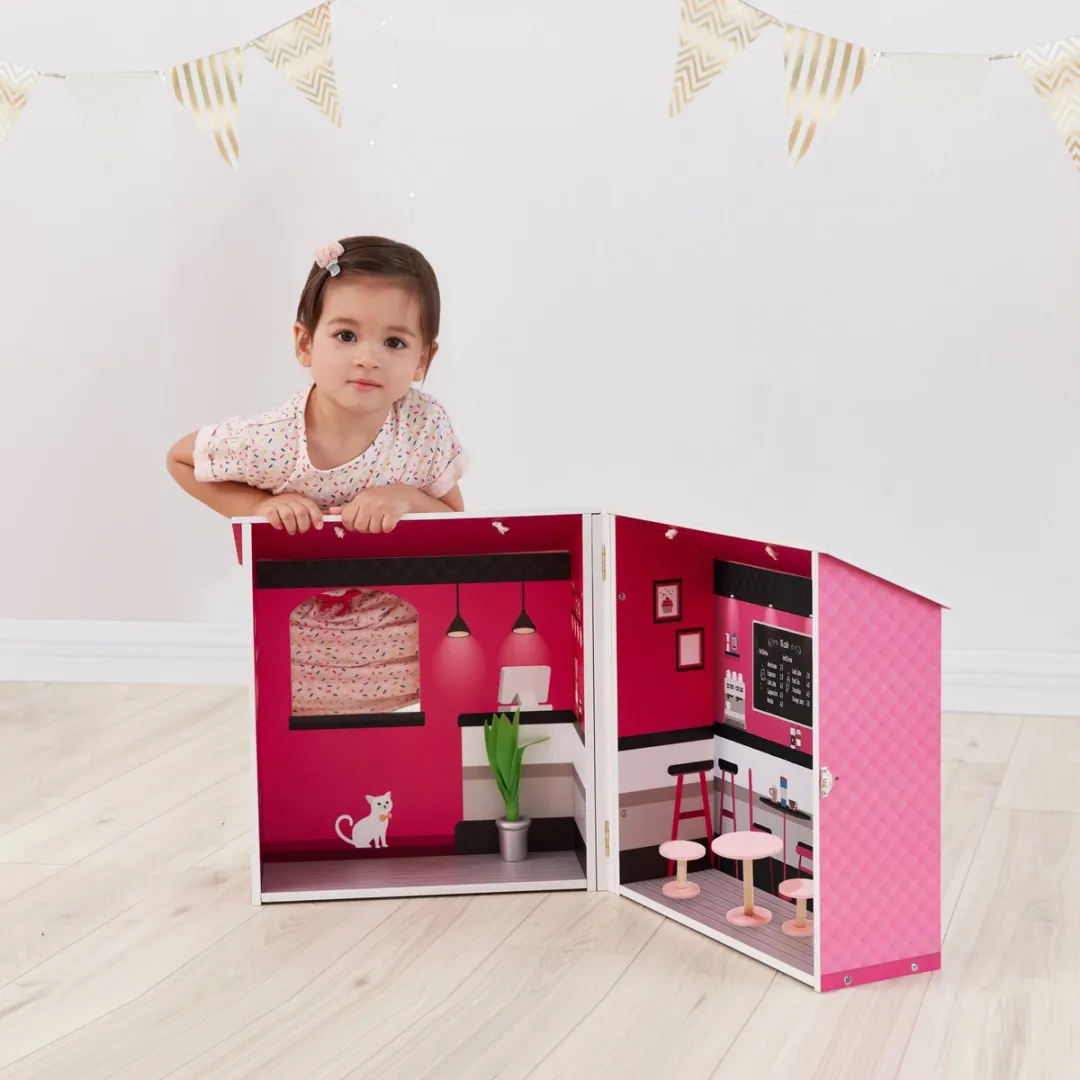 Teamson Kids Café Voor Poppen 12" - Roze/Wit - 3 Meubels