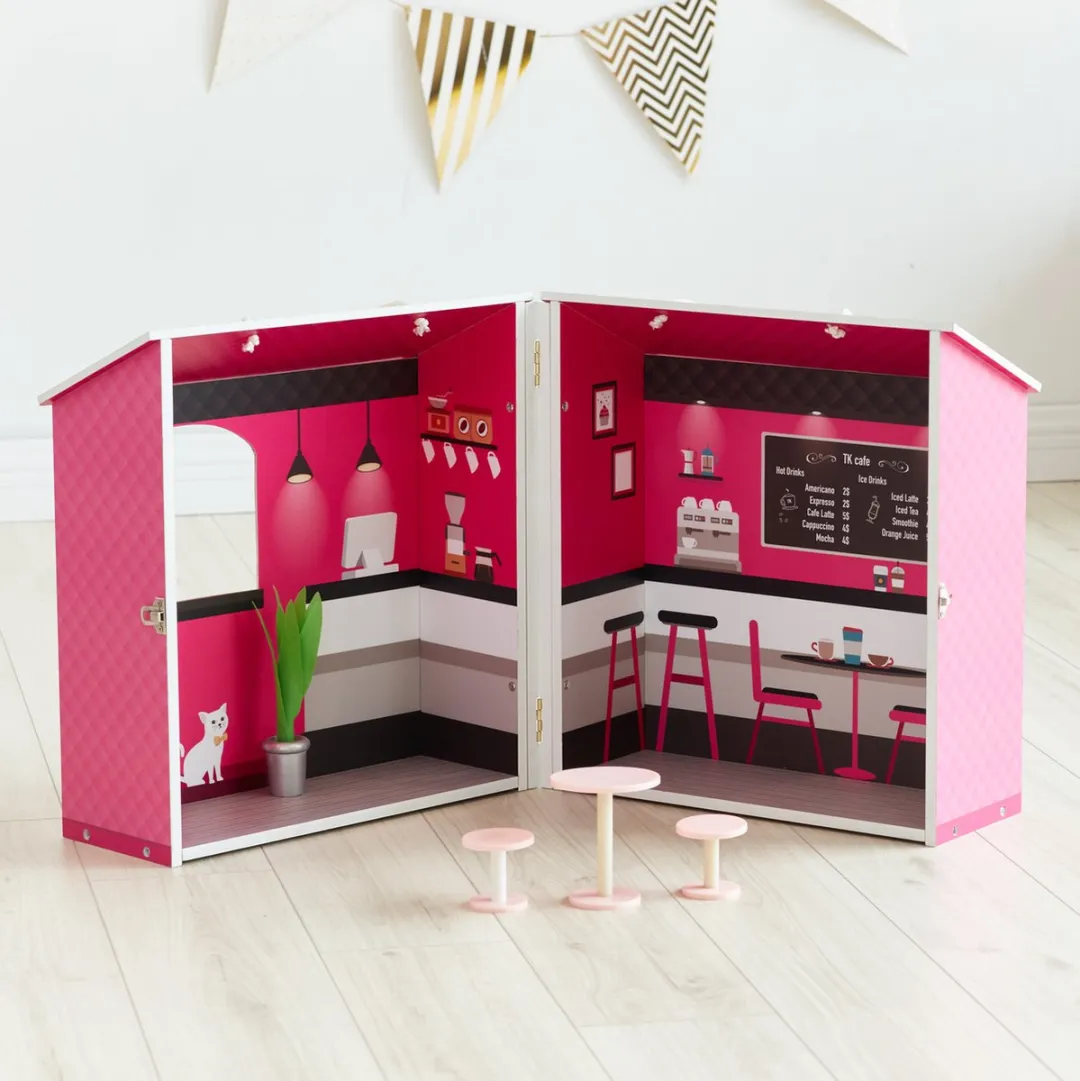 Teamson Kids Café Voor Poppen 12" - Roze/Wit - 3 Meubels
