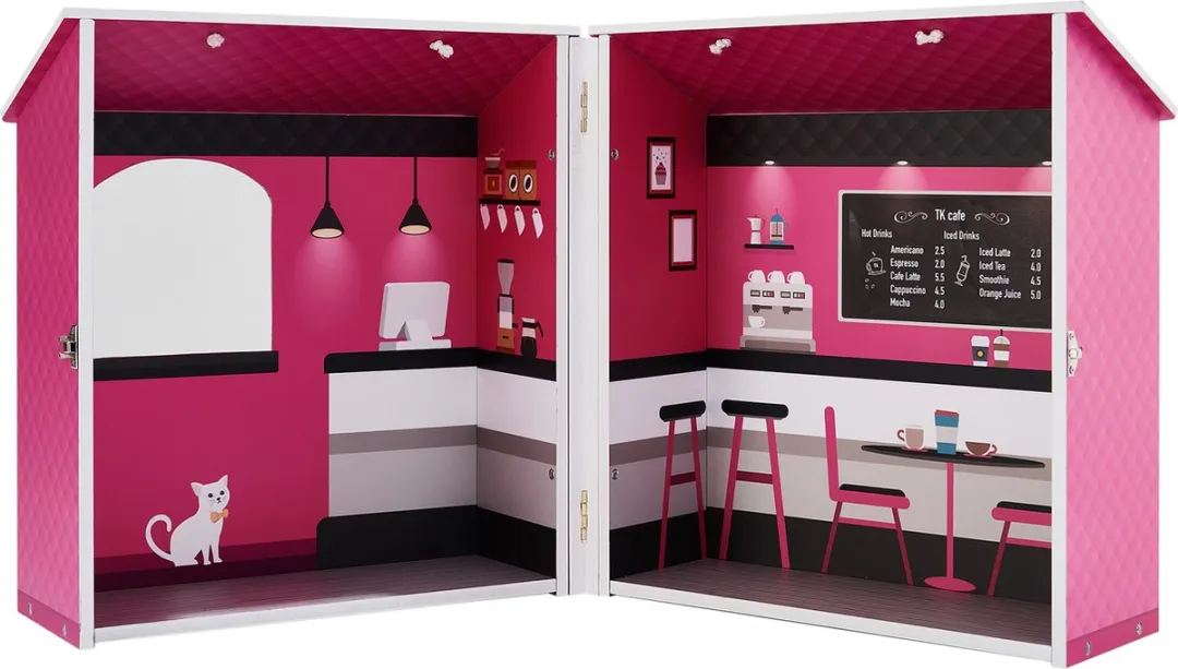Teamson Kids Café Voor Poppen 12" - Roze/Wit - 3 Meubels