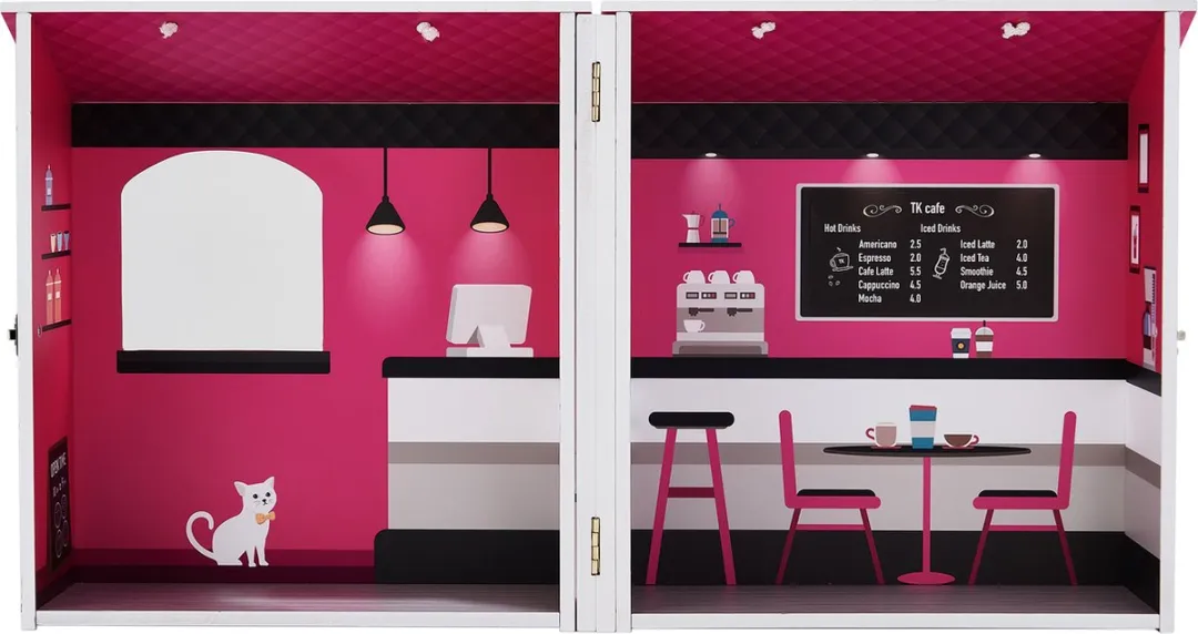 Teamson Kids Café Voor Poppen 12" - Roze/Wit - 3 Meubels