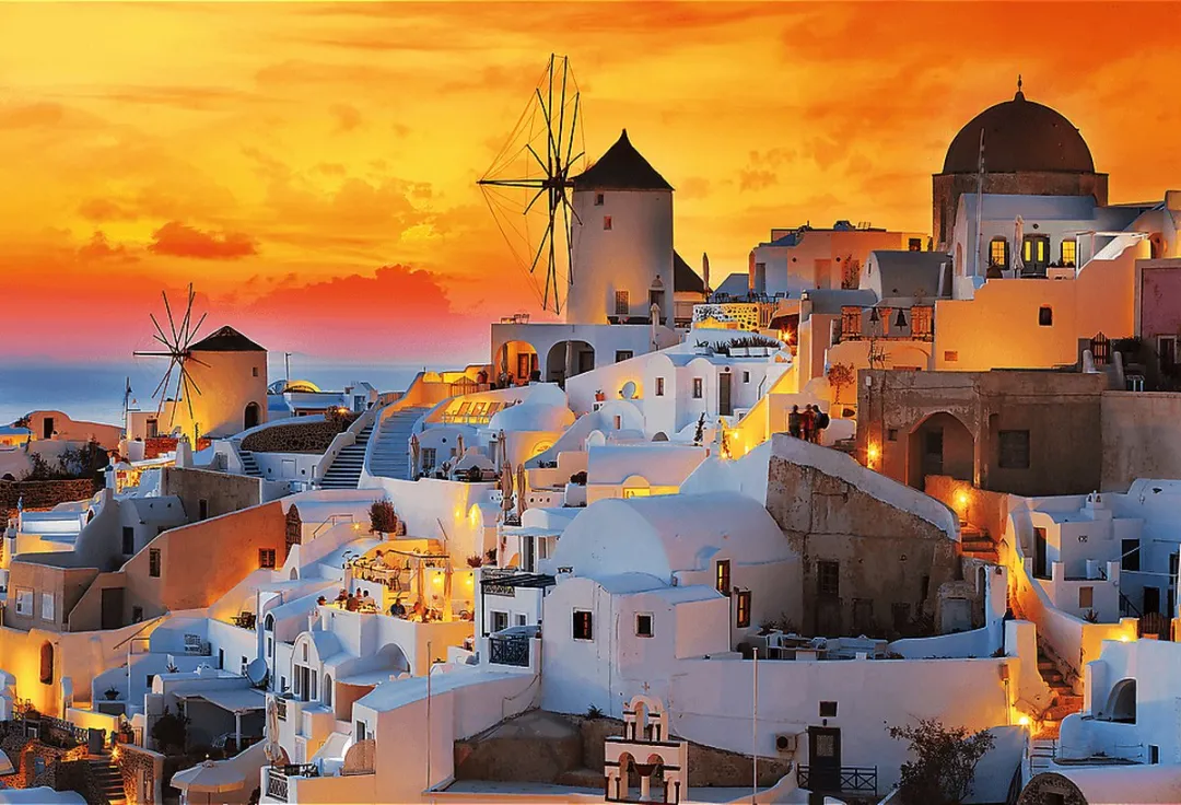 Trefl Santorini Romantische Zonsondergang 1500 Puzzeldelen - Multikleur