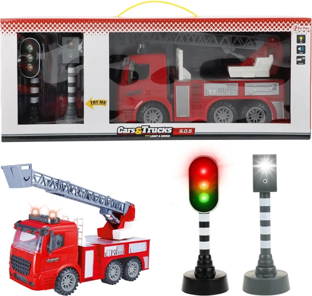 Toi-Toys Brandweerwagen Verkeerslichten 49cm - Rood - afbeelding 6 van 6