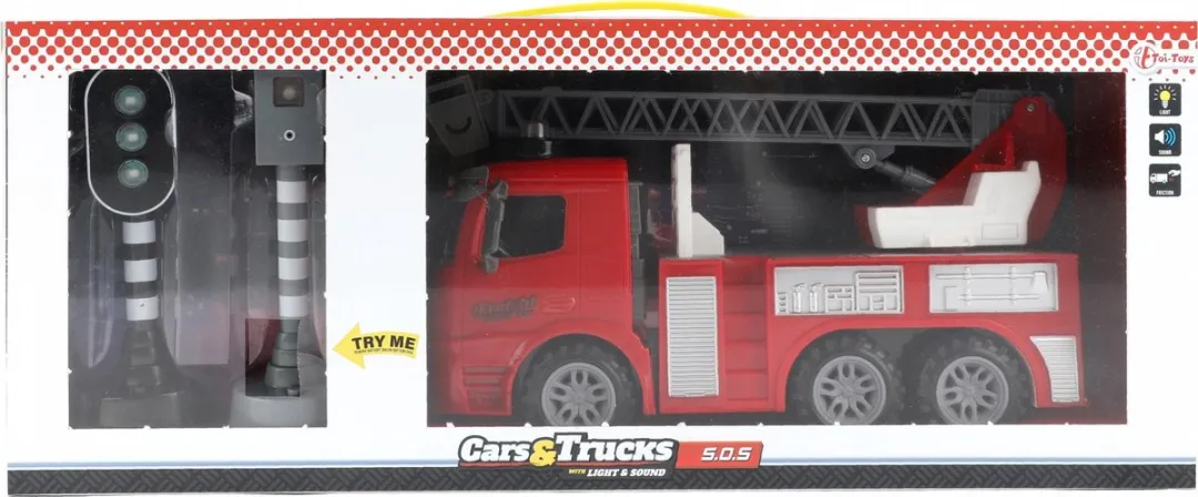 Toi-Toys Brandweerwagen Verkeerslichten 49cm - Rood
