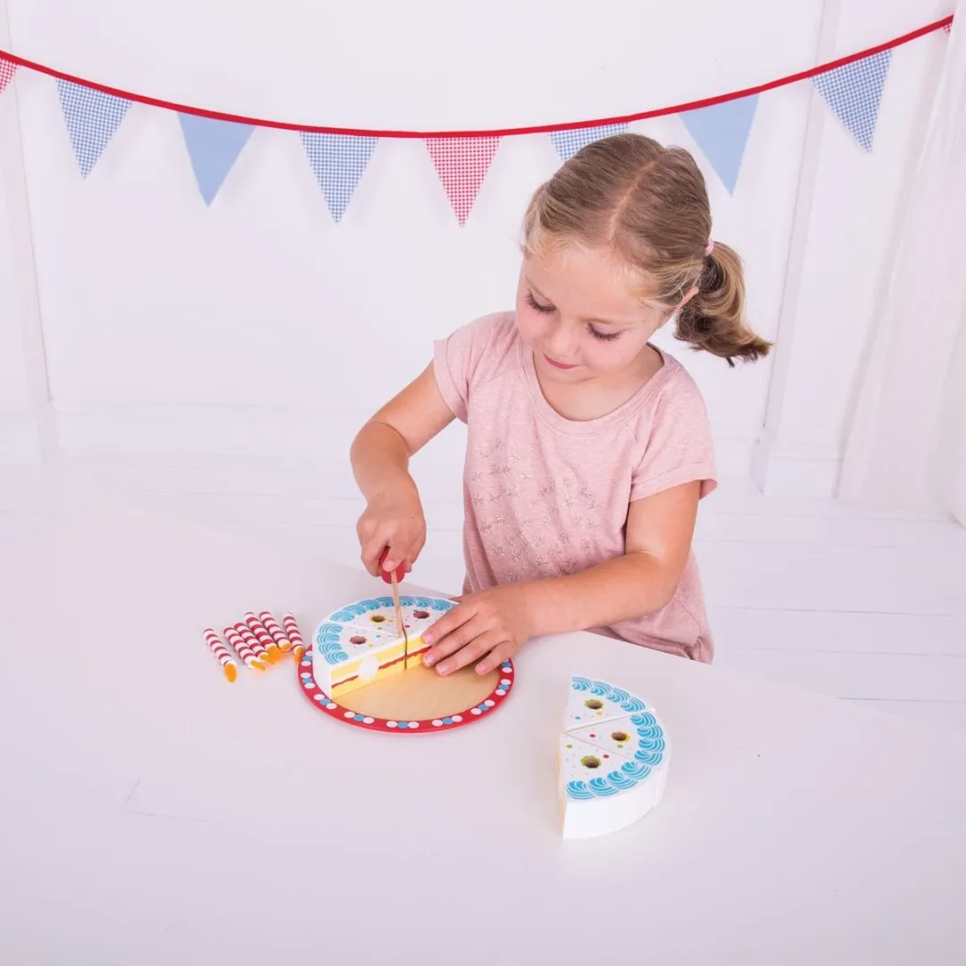 BIGJIGS Houten Verjaardagstaart - Multikleur
