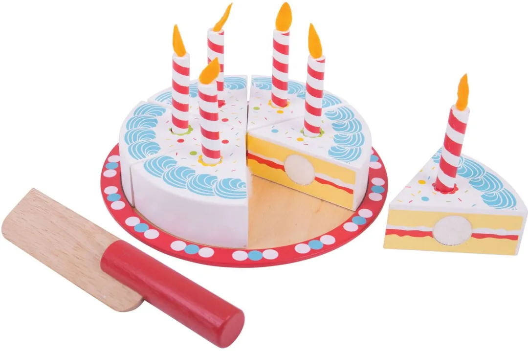 BIGJIGS Houten Verjaardagstaart - Multikleur