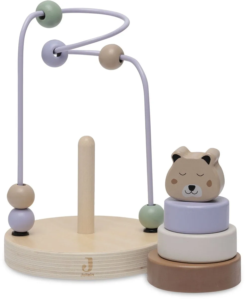 Jollein Houten Spiraal Jungle Jambo Cheetah - 6 Kralen - Biscuit