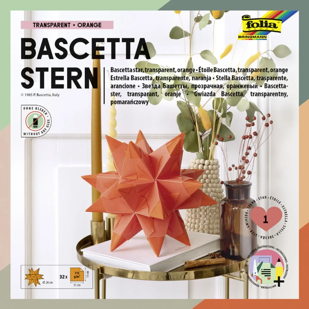 Folia Vouwbladen Bascetta-ster Rood 15x15cm - 32 Vel
