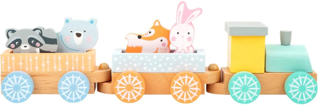 Small Foot Houten Trein met Bosdieren Pastel