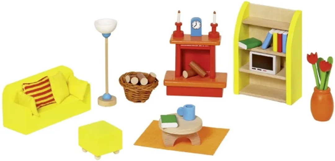 Goki Moderne Woonkamer Poppenhuismeubeltjes 24-delig - Geel/Oranje