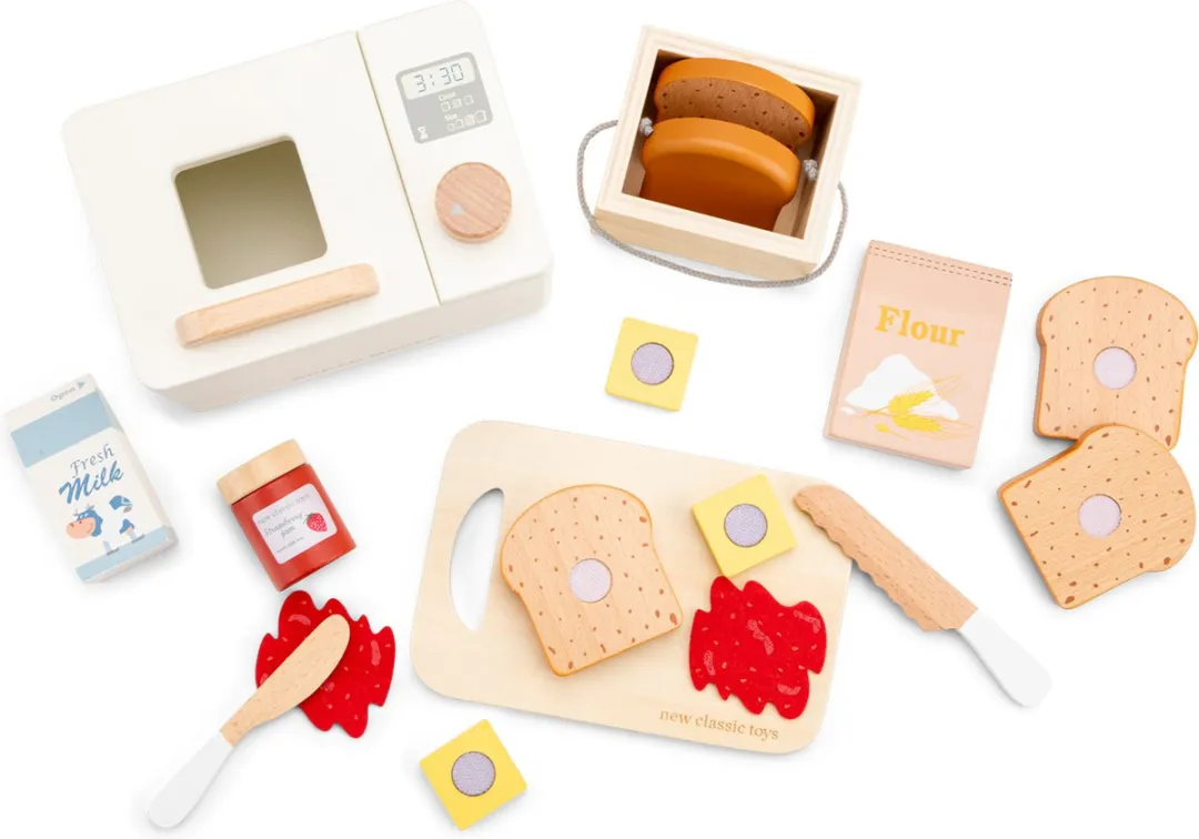 New Classic Toys Houten Broodbakmachine Speelset - 17-delig