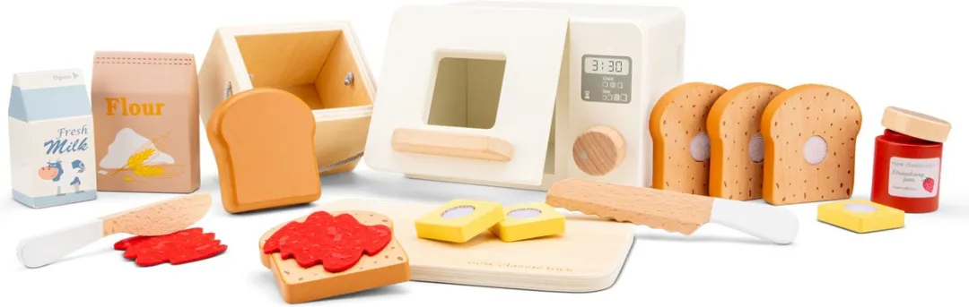 New Classic Toys Houten Broodbakmachine Speelset - 17-delig