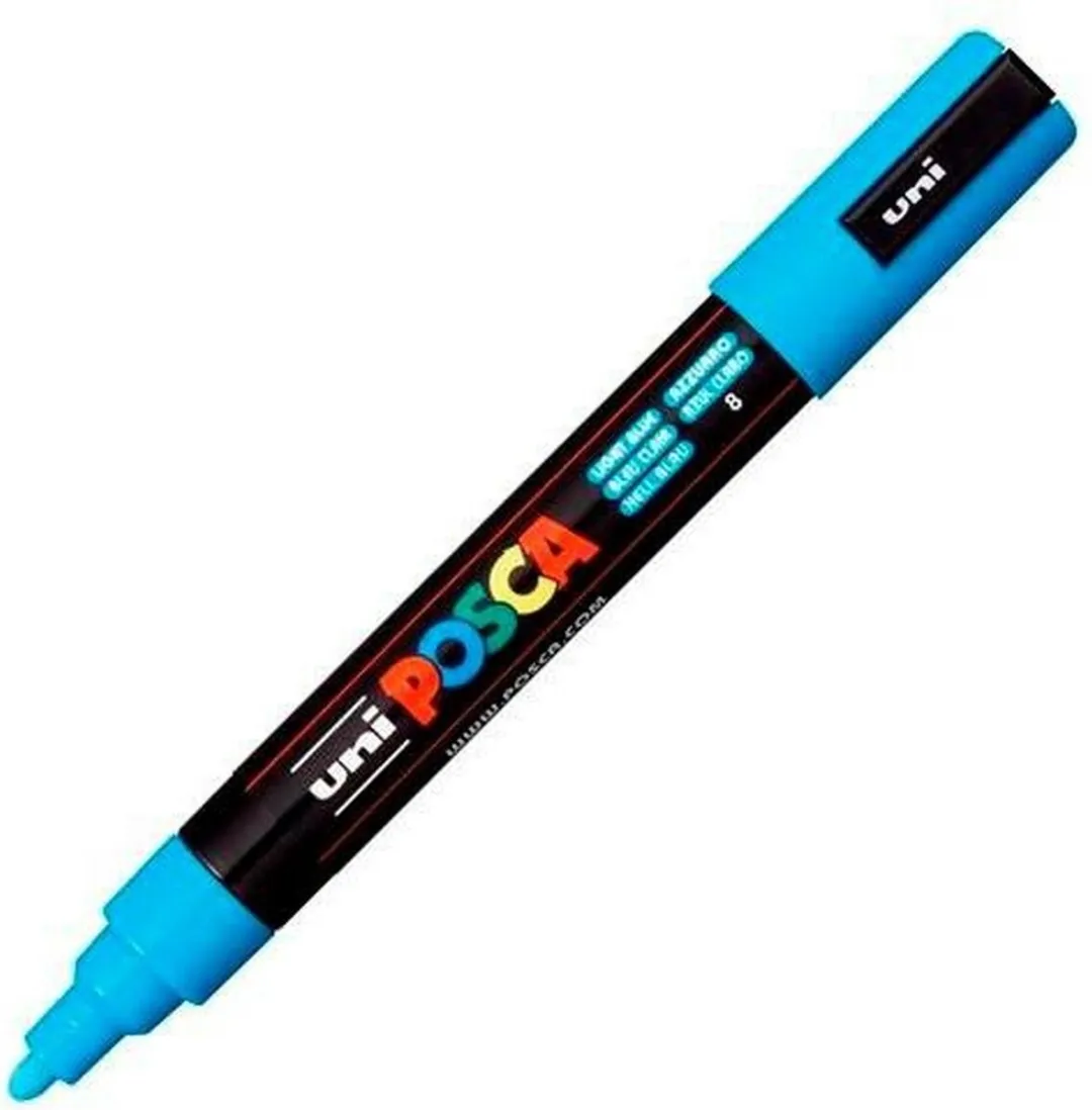 Posca PC5M M Verfstiften - 6 Stuks Lichtblauw