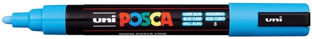 Posca PC5M M Verfstiften - 6 Stuks Lichtblauw