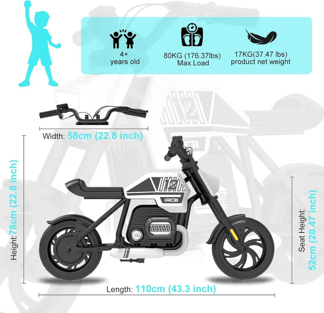 RCB R9 Elektrische Cross Bike 24V - 3 Versnellingen - Zwart