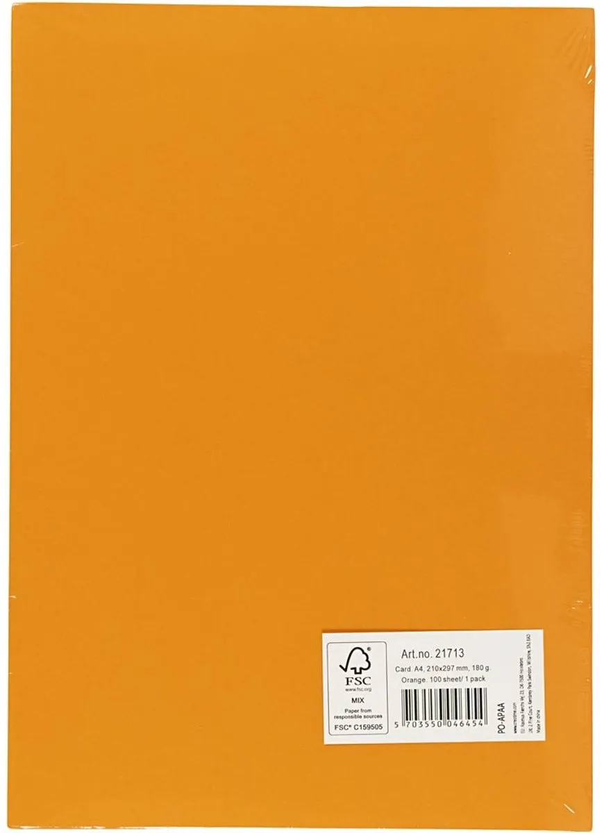Creativ Company Oranje Karton 180g A4 - 100 Vellen