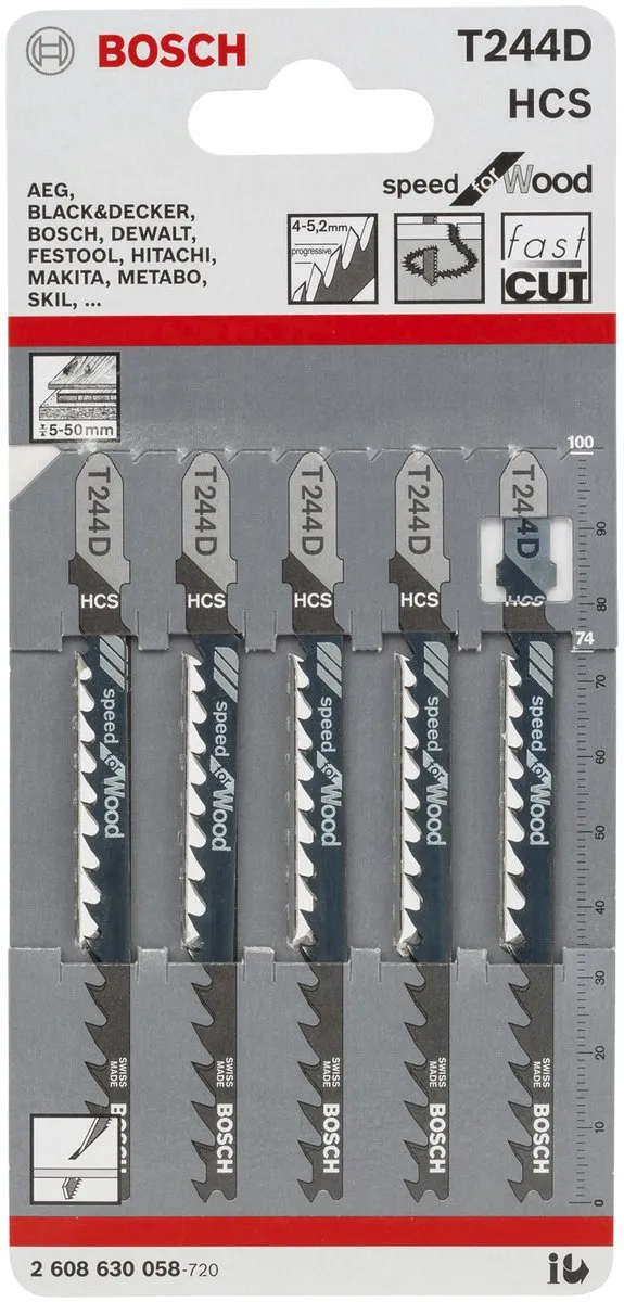 Bosch T244D Decoupeerzaagblad - 5 Stuks - Hout