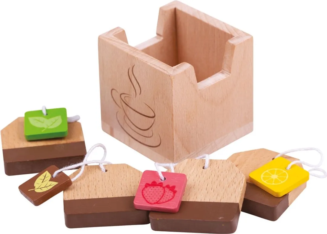 BIGJIGS Theezakjes In Bakje - 5 Stuks - 5cm