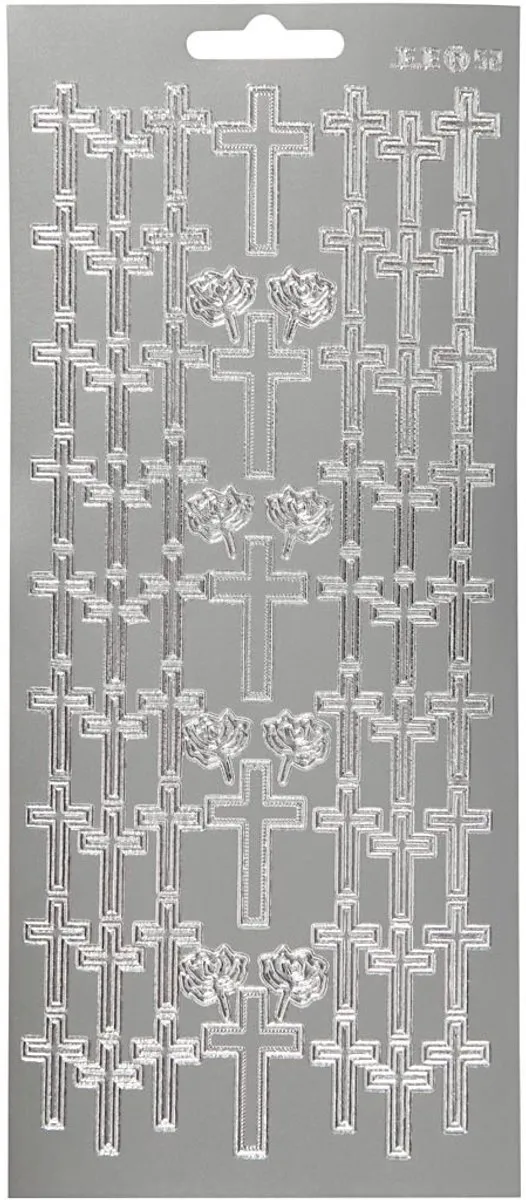 Creativ Company Religieuze Zilver Kruis Stickers 10x23cm