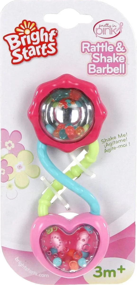 Bright Starts Barbell Rattle Pretty in Pink - 6 Stuks - afbeelding 3 van 6