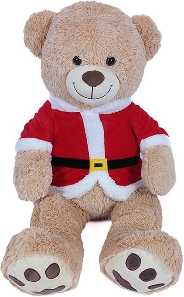 PIA Soft Toys Kerstbeer 100cm - Beige/Rood/Zwart/Wit/Geel