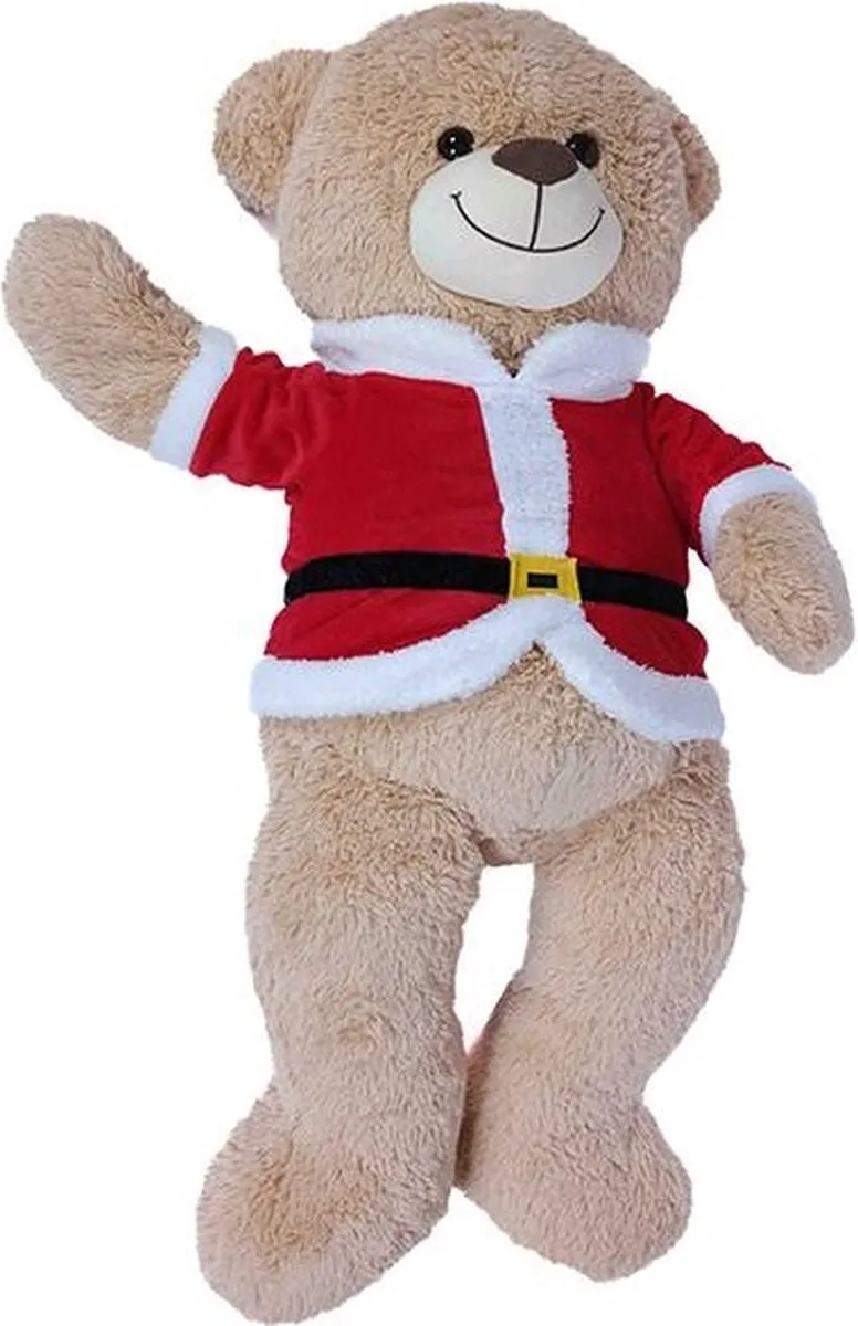 PIA Soft Toys Kerstbeer 100cm - Beige/Rood/Zwart/Wit/Geel