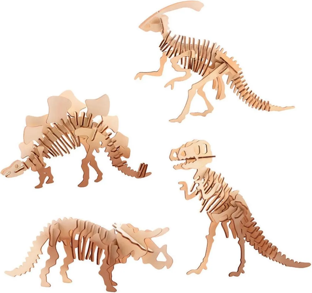 Johntoy Houten 3D Puzzel Tyrannosaurus Rex 21cm - 4 Stuks
