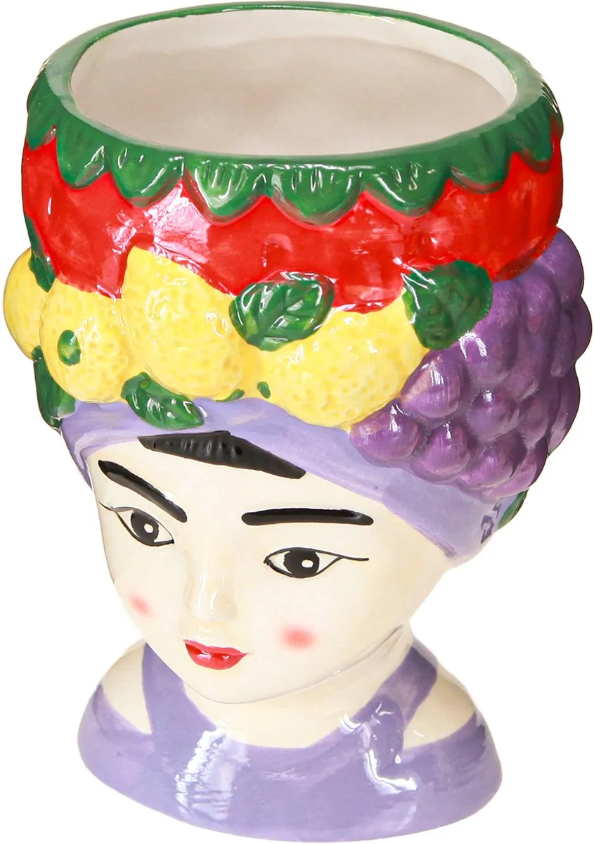 Kaemingk Plantenhoofd Meisje Fruit Keramiek - 13,5cm - 3 Stuks