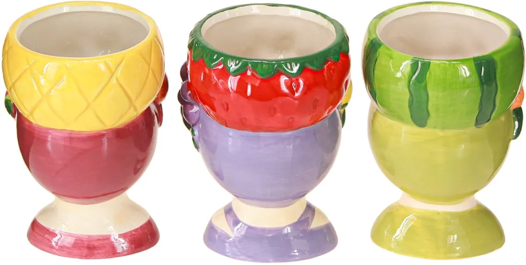 Kaemingk Plantenhoofd Meisje Fruit Keramiek - 13,5cm - 3 Stuks