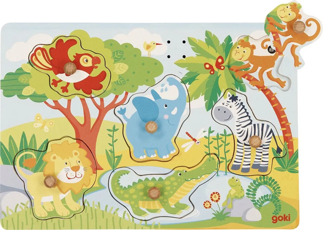 Goki Steekpuzzel Zoodieren 6 Stuks - Multicolor