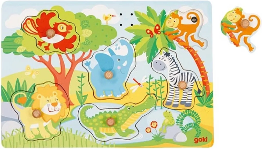 Goki Steekpuzzel Zoodieren 6 Stuks - Multicolor