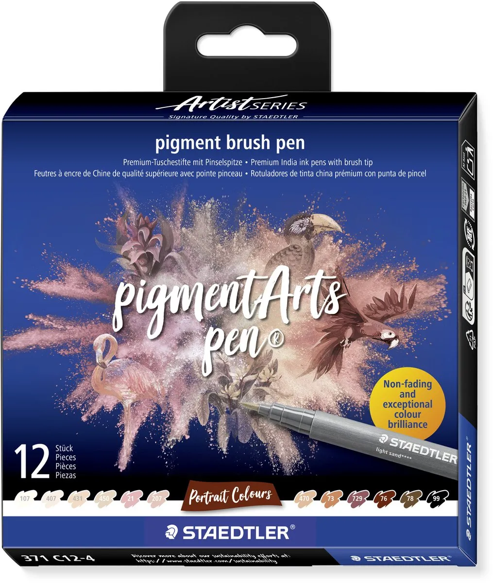 STAEDTLER Pigment Arts Pen Portrait Colours 12 Stuks