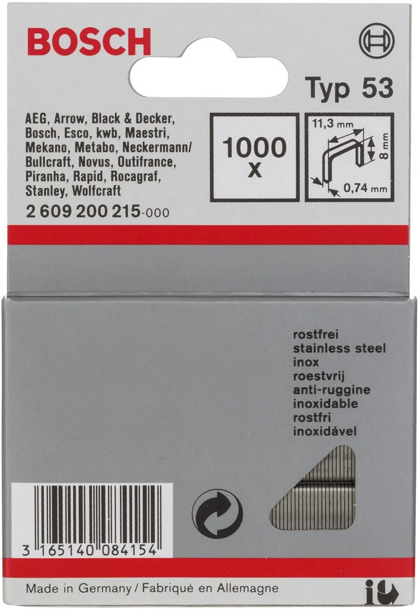 Bosch Draadstiften 53 11,4x0,74x8mm - 1000 Stuks