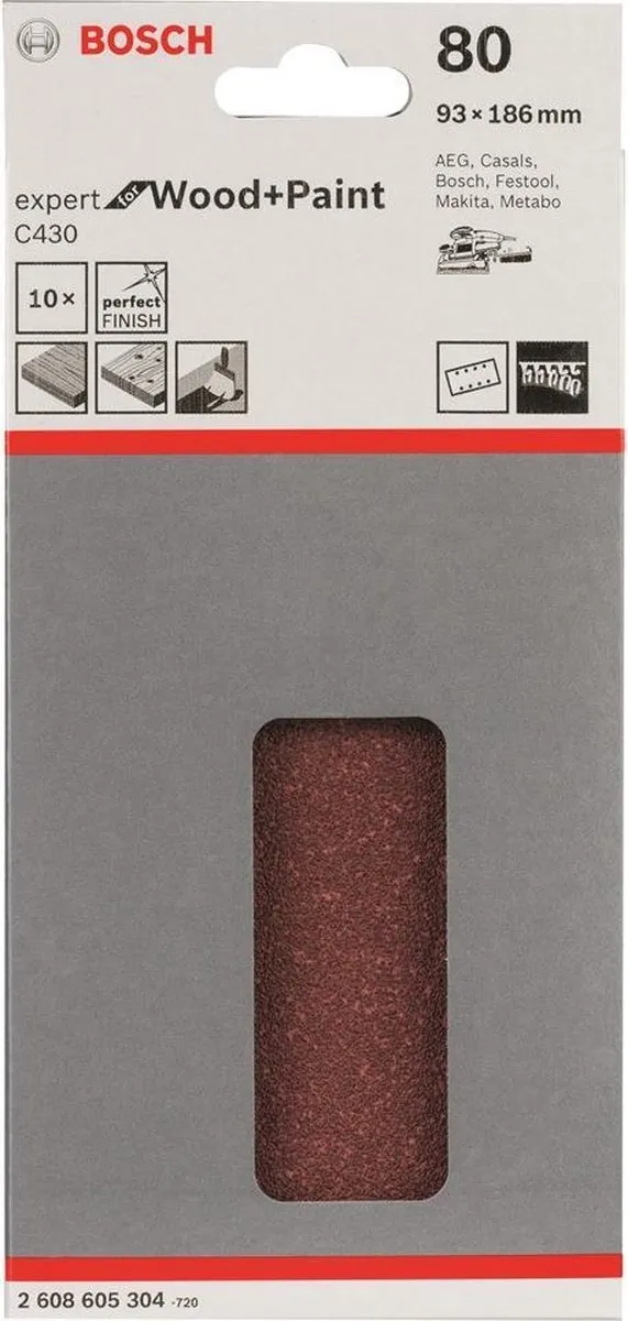 Bosch 10-delige Schuurbladenset 93x186mm