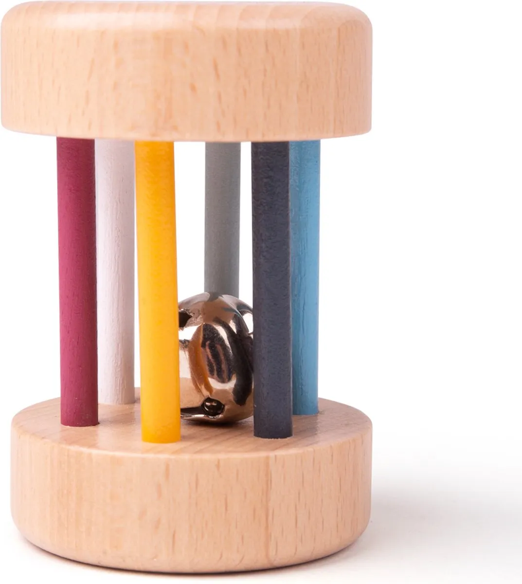 BIGJIGS Rollende Rammelaar - Houten Rol - 5 Kleuren