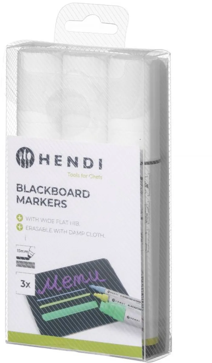 HENDI Krijtstiften Plat 15mm Wit - 3 Stuks