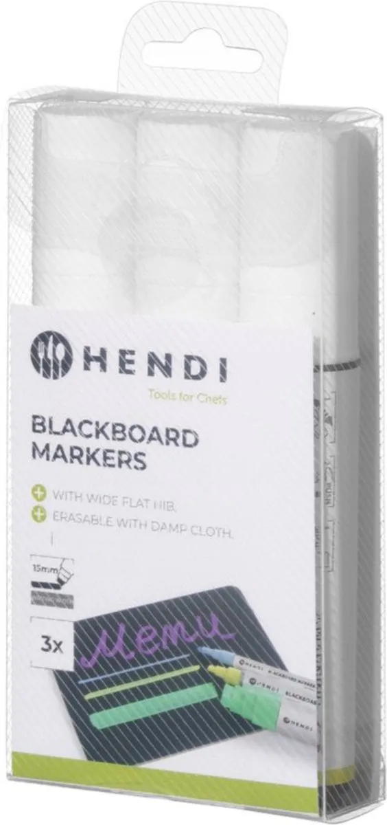 HENDI Krijtstiften Plat 15mm Wit - 3 Stuks