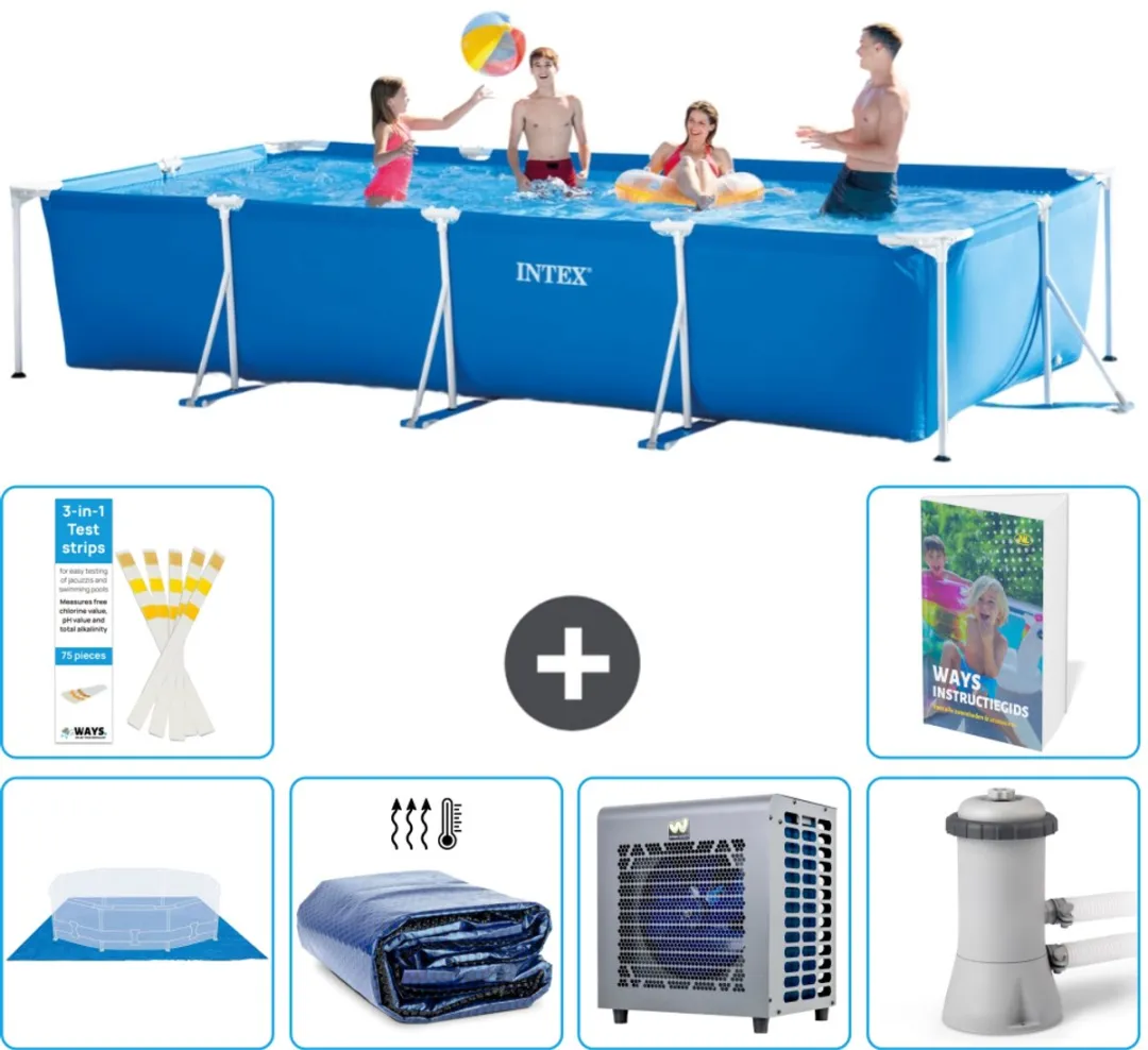 Intex Rechthoekig Frame Zwembad 450x220x84cm - Blauw - 7-delig