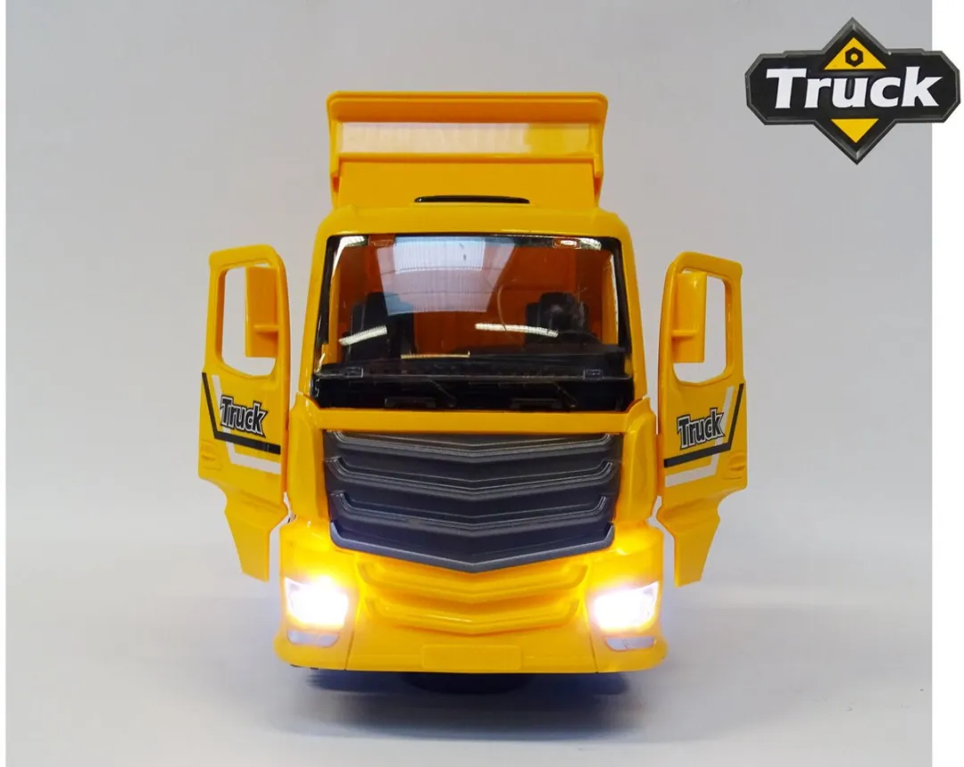 698 Jian Sheng Bouwvrachtwagen YF3077B Licht & Geluid - 25cm Geel