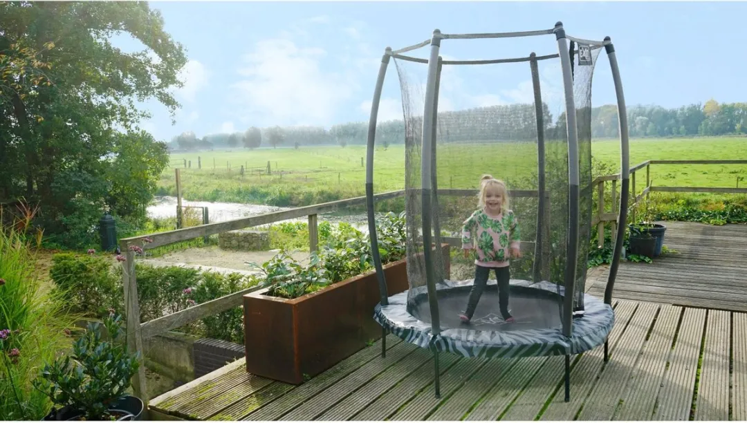 EXIT Tiggy Junior Trampoline 170cm - Veiligheidsnet - Zwart/Grijs