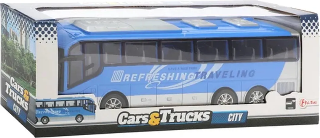 Toi-Toys Cars & Trucks Reisbus Blauw Frictie 32cm