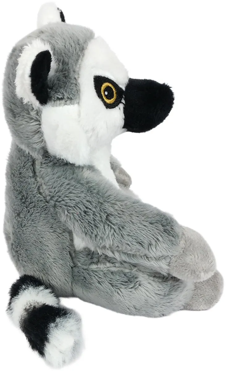 PIA Soft Toys Pluche Katta - 13cm - Grijs/Wit/Zwart