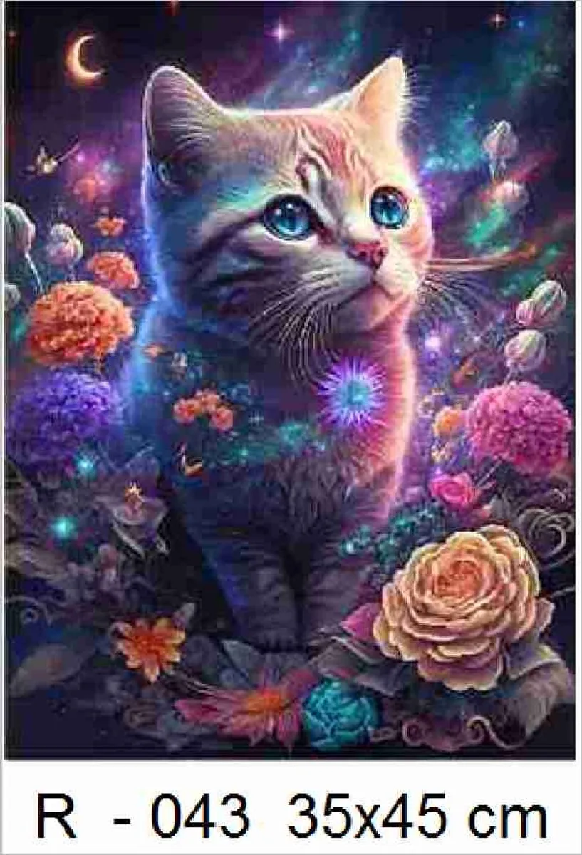 VDTOYS Diamond Painting VDTR043 - 35x45cm - R043 Katje - Ronde Steentjes